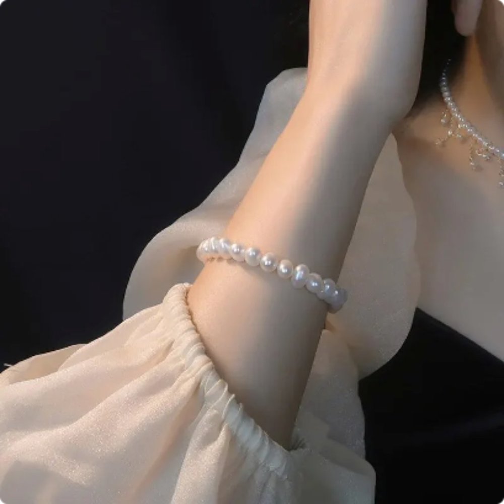 Zara Gold Irregular Baroque Keshi Pearls White Freshwater Pearl Chain Bracelet - Picture 4 of 16